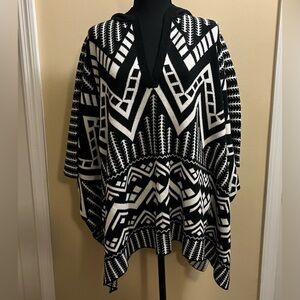 Express Hooded Boxy Oversized Sweater Poncho - Size Small - Color Black & White